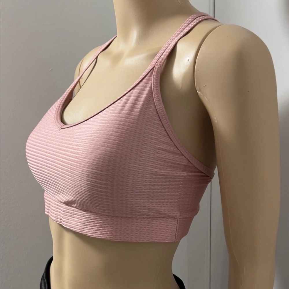 Track & Field Pink Rose Spaghetti Straps Built In Bra Yoga Sports Top Sz M
